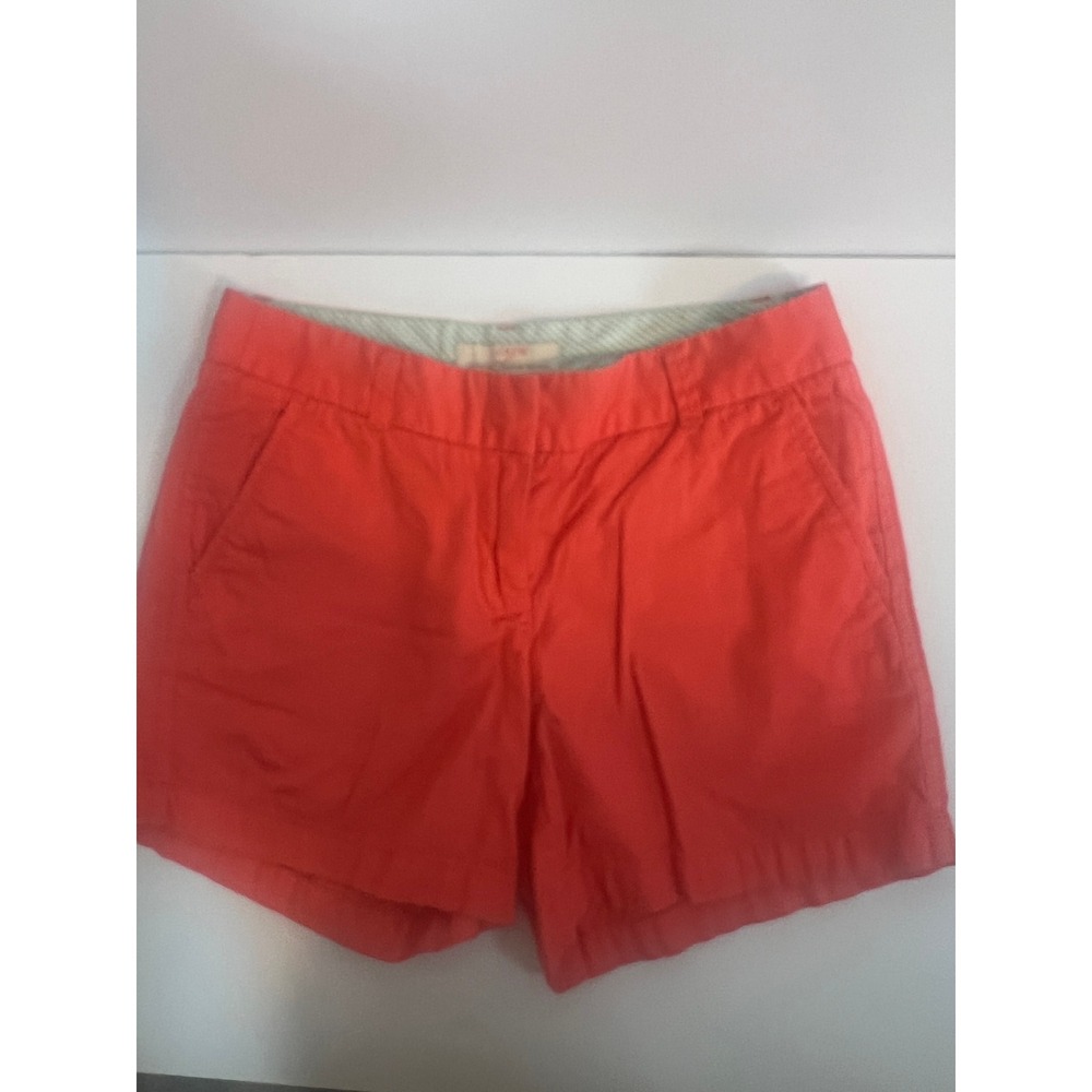 J.Crew Broken-In Chino Shorts Womens 4 Coral Orange Cotton 4 Inch Inseam Casual‎